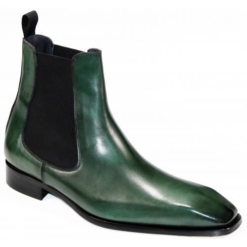 Duca Di Matiste "Empoli" Green Genuine Italian Calfskin Ankle Boots.